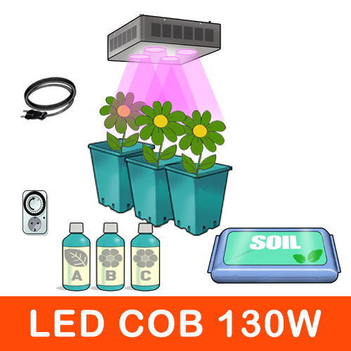 Kit Coltivazione COB LED 130W - Max 3/4 Piante