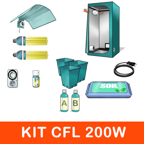 Kit Mini Grow Box CFL Crescita E Fioritura 200W